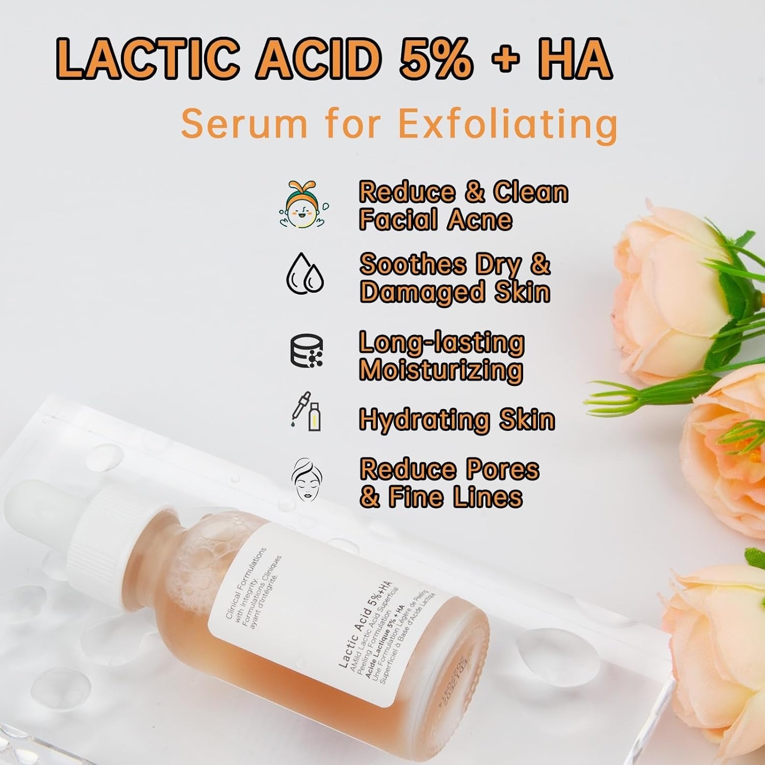 Lactic Acid Serum For Women, 30ML Moisturizing Lactic Acid 5%